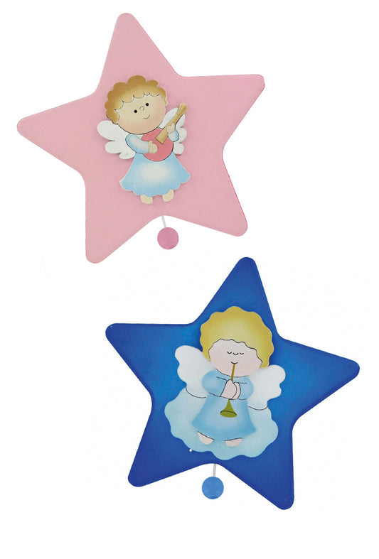 Carillon in legno con immagine in rilievo Angelo. Dimensioni 16x16 cm