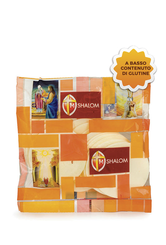 Ostia per celiaci a basso contenuto di glutine.
Diametro 7,4 cm. Confezionate in buste da 25 pezzi