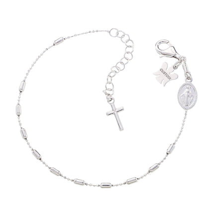 Bracciale decina con acini a barilottino in argento 925 rodiato. Lunghezza  17+3 cm