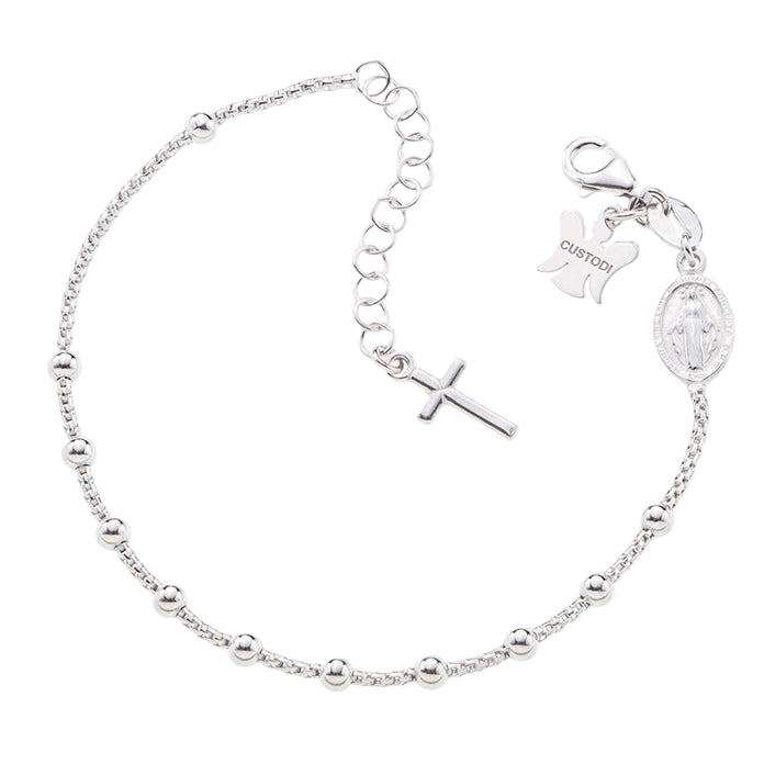 Bracciale decina maglia coreana in argento 925 rodiato. Lunghezza  17+3 cm