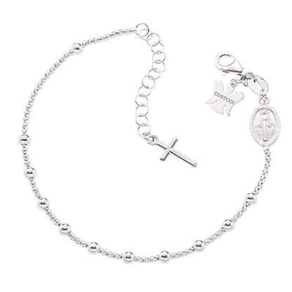 Bracciale decina maglia coreana in argento 925 rodiato. Lunghezza  17+3 cm