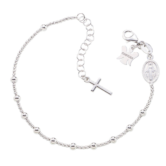 Bracciale decina maglia coreana in argento 925 rodiato. Lunghezza  17+3 cm