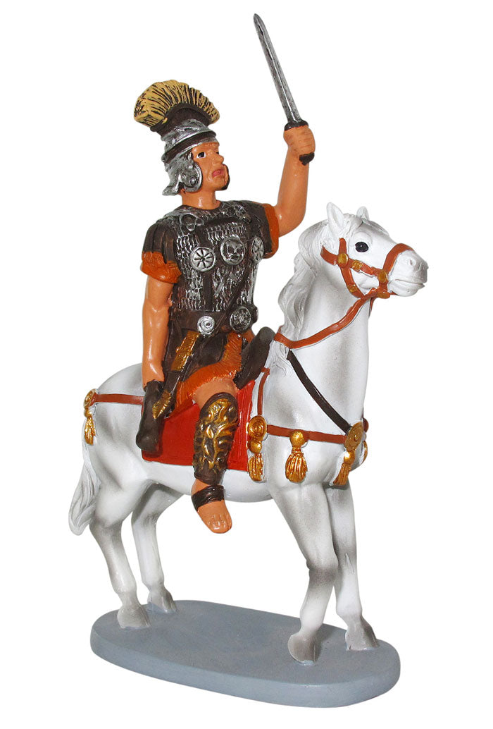 Soldato a cavallo in resina. Altezza 11,5 cm