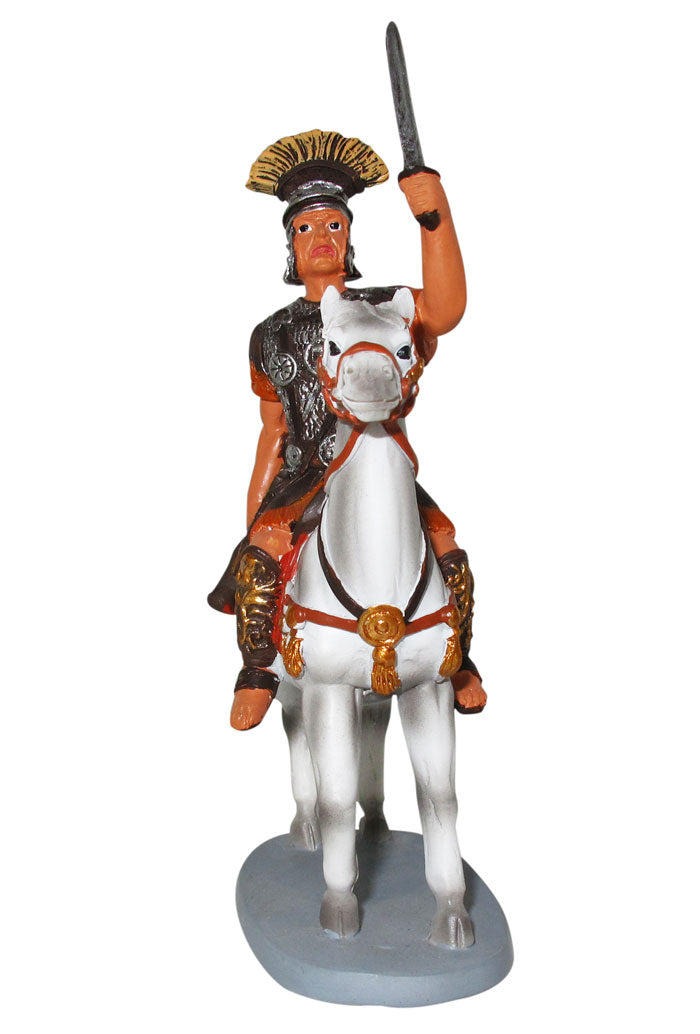 Soldato a cavallo in resina. Altezza 11,5 cm