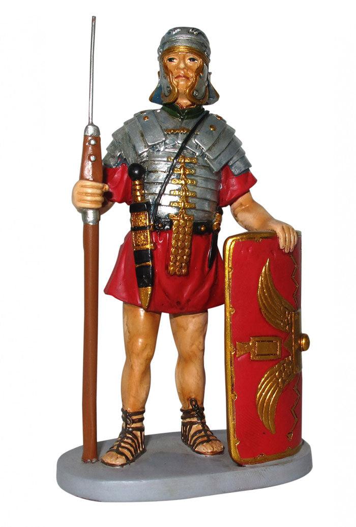 Soldato con scudo in resina. Altezza 10 cm
