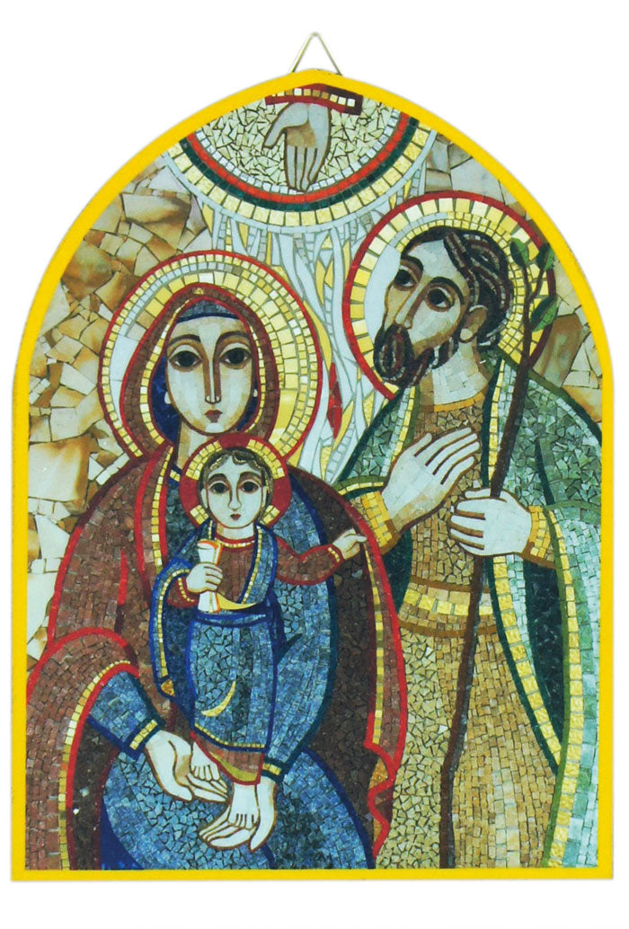 Icona su tavola a cuspide "Sacra Famiglia". Dimensioni 17,7x23,7 cm