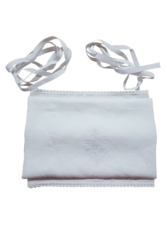 Amitto bianco con ricamo croce bianca - 100% lino