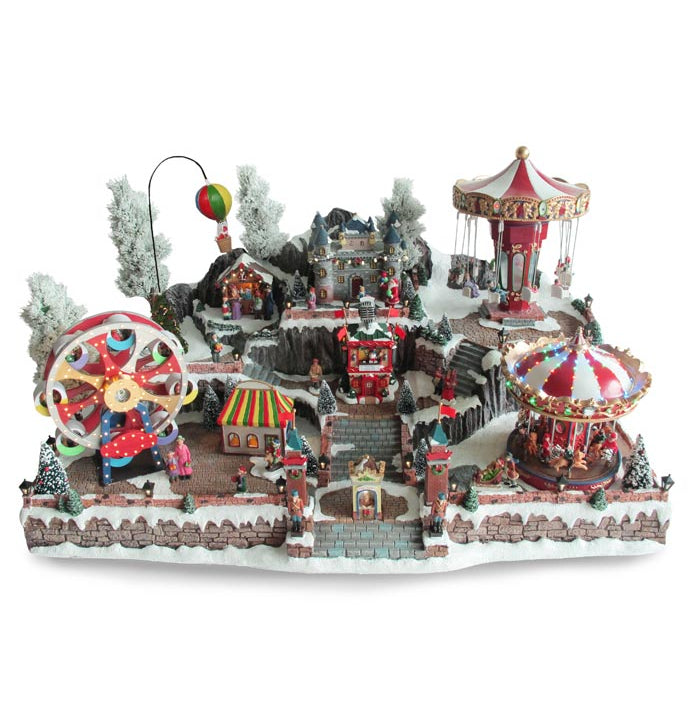 Villaggio Natalizio "Grande Luna Park" animato da luci, suoni e movimenti. Dimensioni 45x83x57 cm