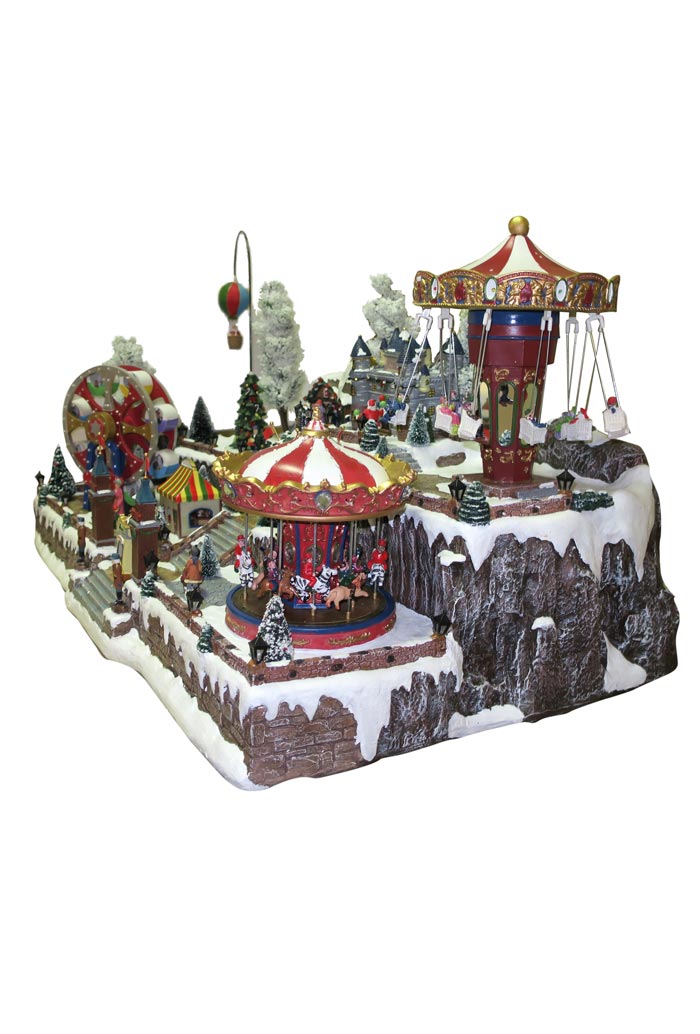 Villaggio Natalizio "Grande Luna Park" animato da luci, suoni e movimenti. Dimensioni 45x83x57 cm