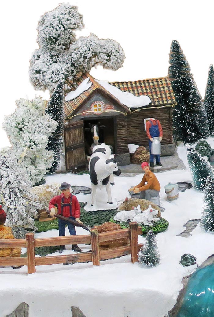 Villaggio Natalizio "Mulini a vento" animato da luci, suoni e movimenti. Dimensioni 33x54x24 cm