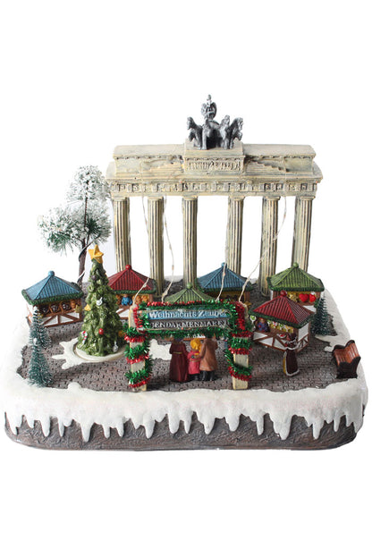 Villaggio Natalizio "Berlino" animato da luci, suoni e movimenti. Dimensioni 23x20x24 cm