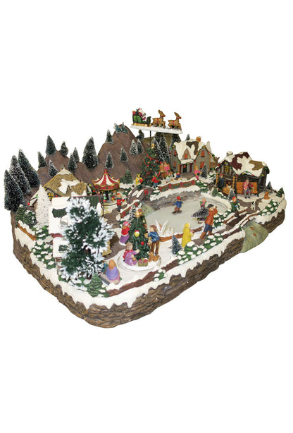 Villaggio Natalizio "Paese e Lago" animato da luci, suoni e movimenti. Dimensioni 63x28x43 cm