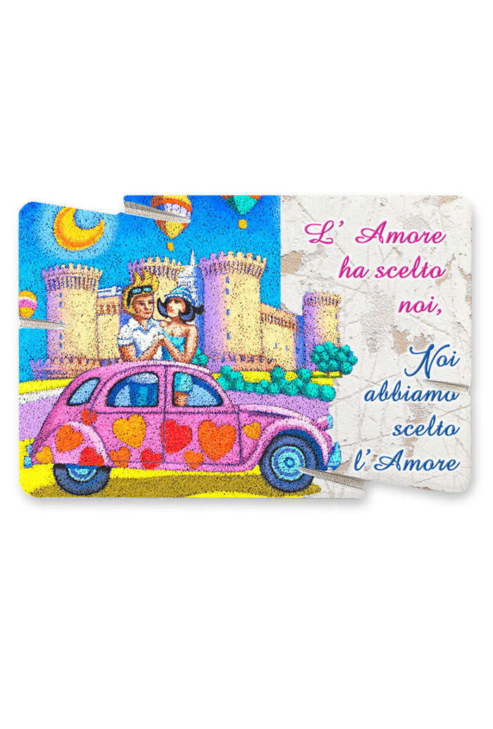 Quadro in legno con frase emozionale e immagine Amore 10x15 cm