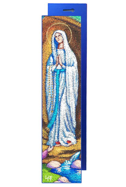 Quadro in legno Madonna di Lourdes. Dimensioni 7x30 cm