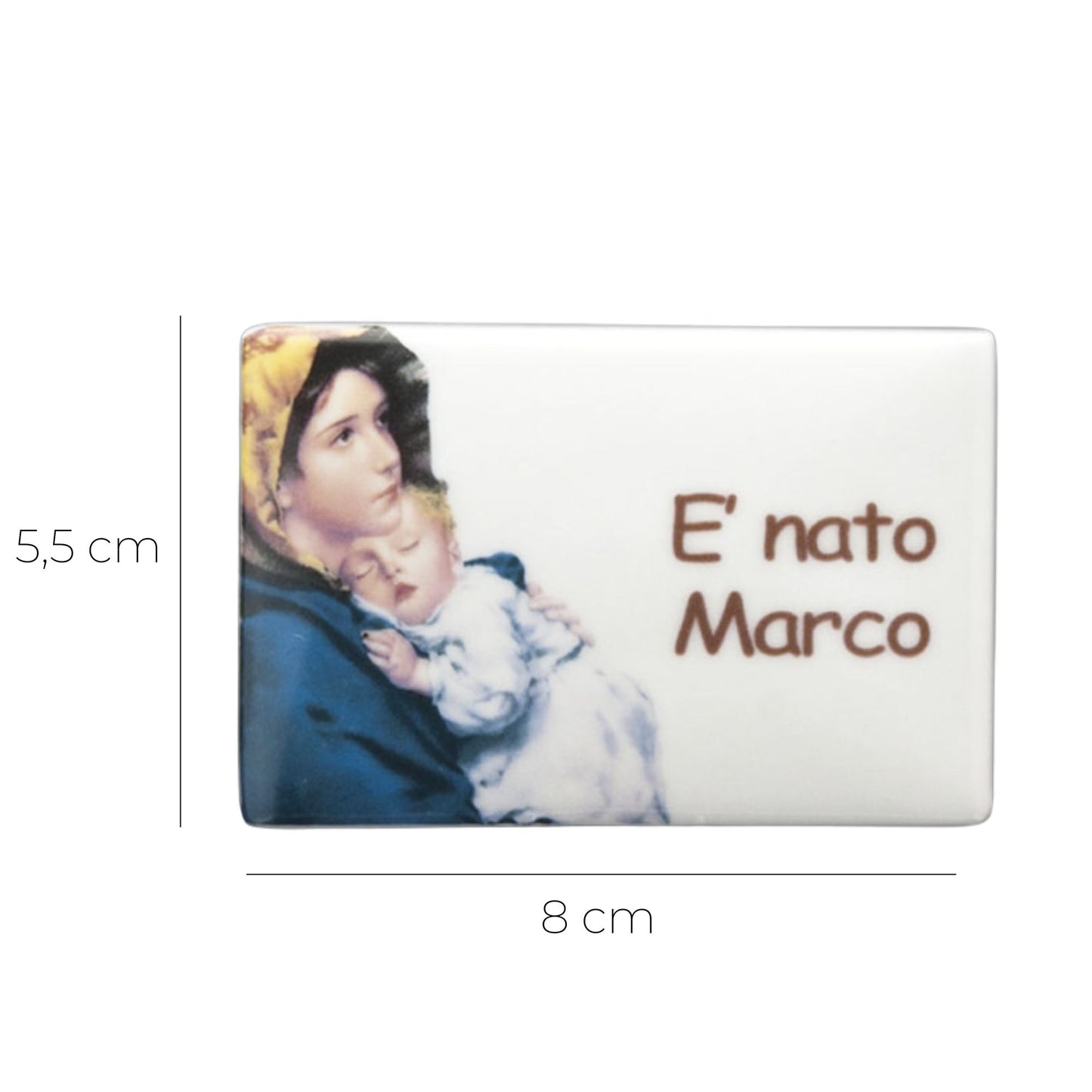 Calamita rettangolare in ceramica da personalizzare cm 8x5,5