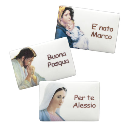 Calamita rettangolare in ceramica da personalizzare cm 8x5,5