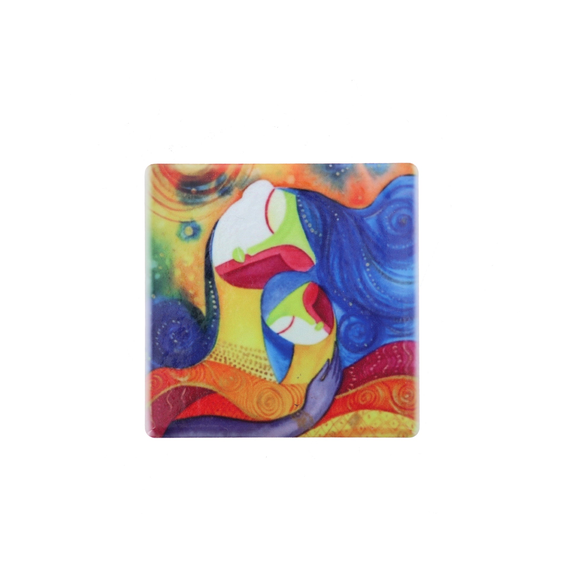 Calamita in ceramica, "Abbraccio". Dimensioni 5,5x5,5 cm