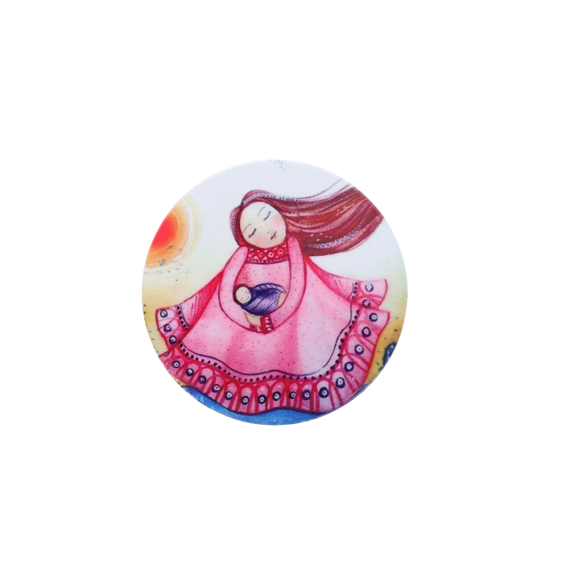 Calamita in ceramica, "Ninna Nanna". Diametro 6,8 cm