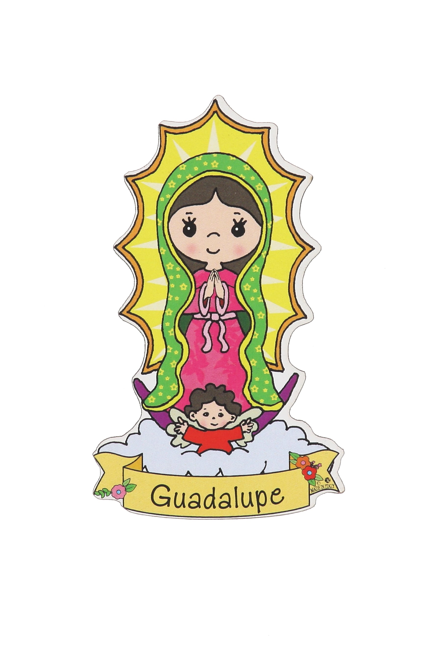 Calamita sagomata soggetto Madonna. Dimensioni: 9x5 cm