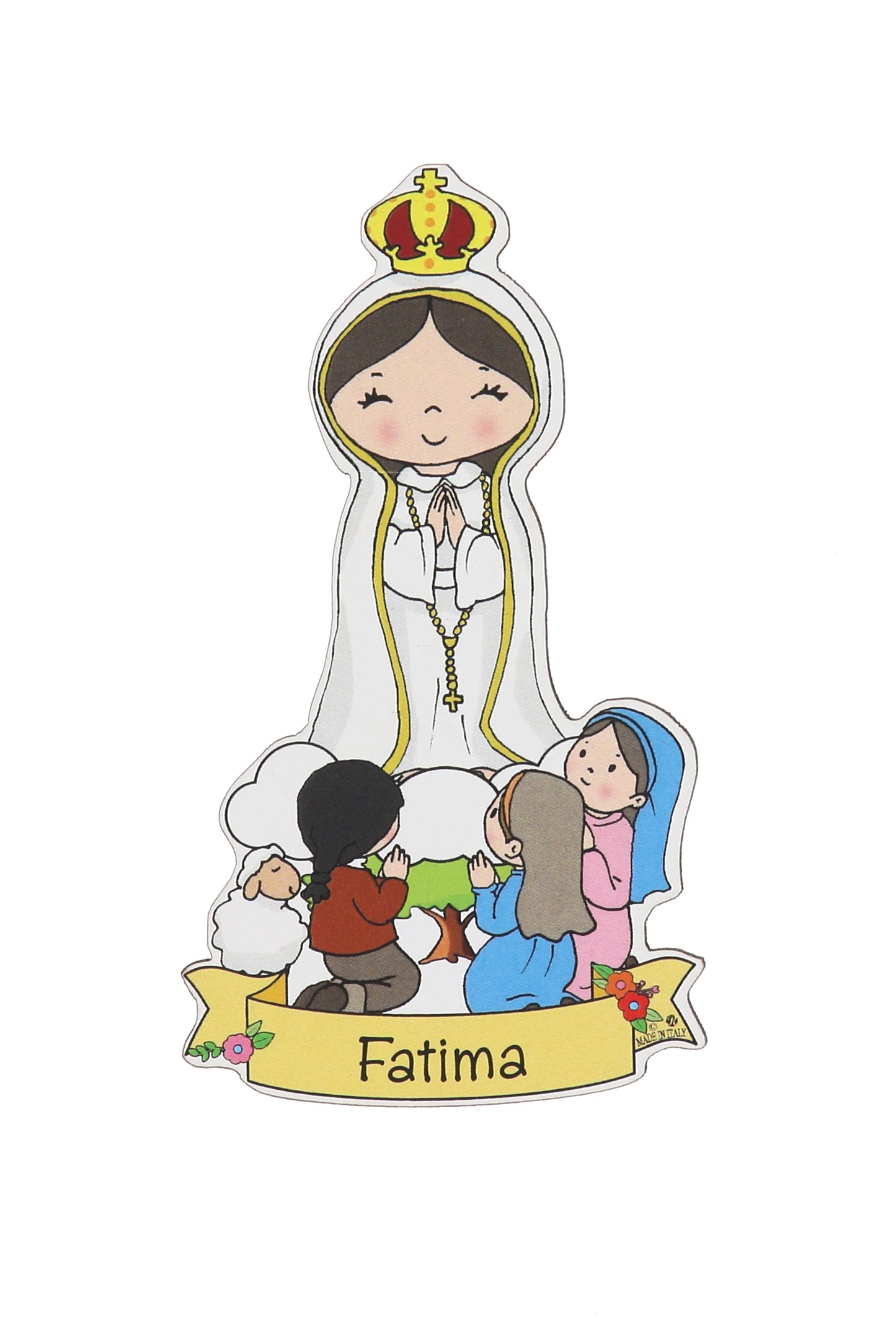 Calamita sagomata soggetto Madonna. Dimensioni: 9x5 cm