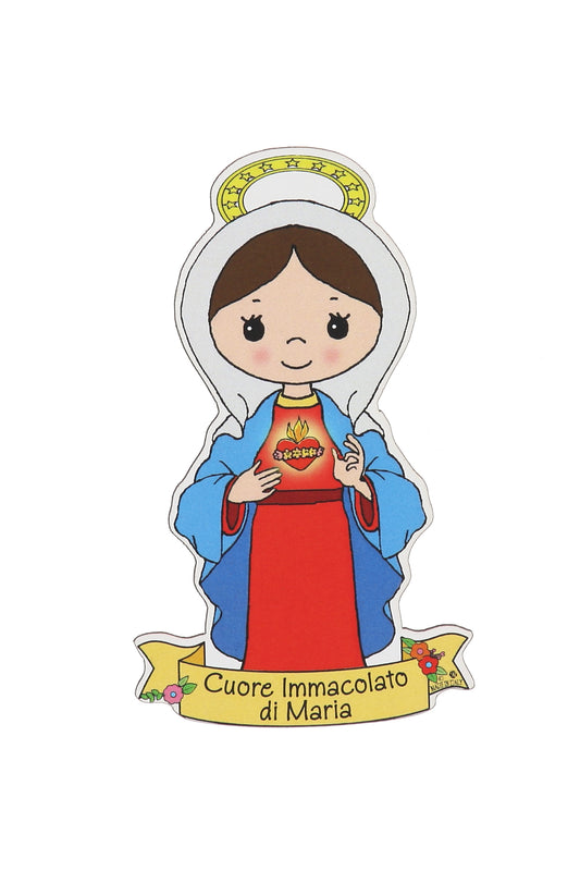 Calamita sagomata soggetto Madonna. Dimensioni: 9x5 cm