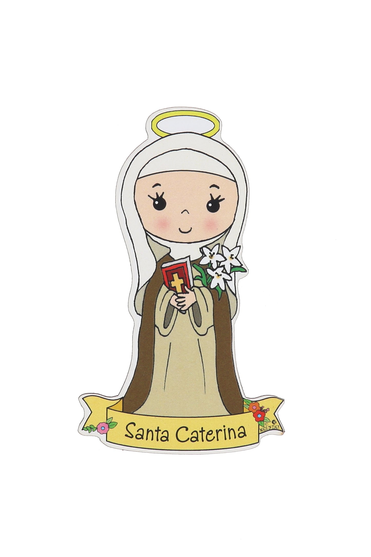 Calamita sagomata delle Sante. Soggetti assortiti. Dimensioni: 9x5 cm