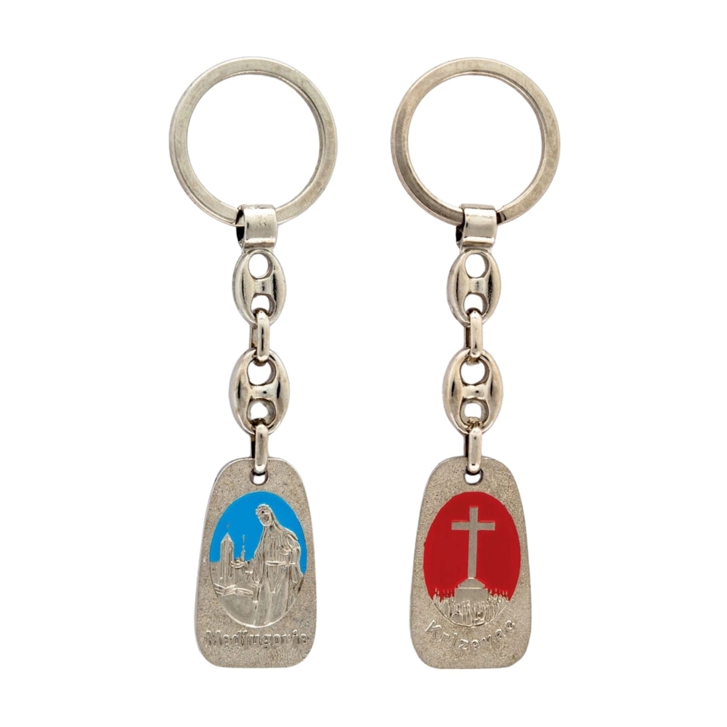 Portachiavi Medjugorje in metallo satinato 10,7 cm