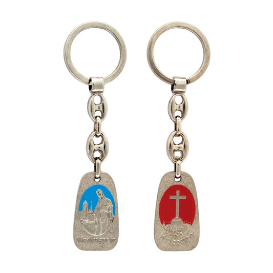 Portachiavi Medjugorje in metallo satinato 10,7 cm