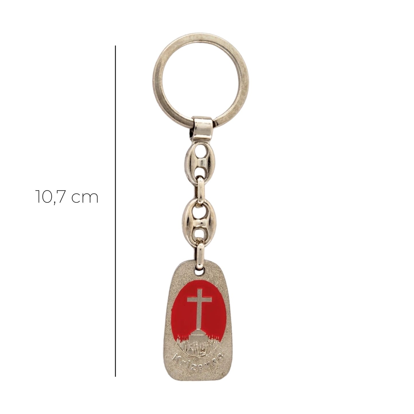 Portachiavi Medjugorje in metallo satinato 10,7 cm