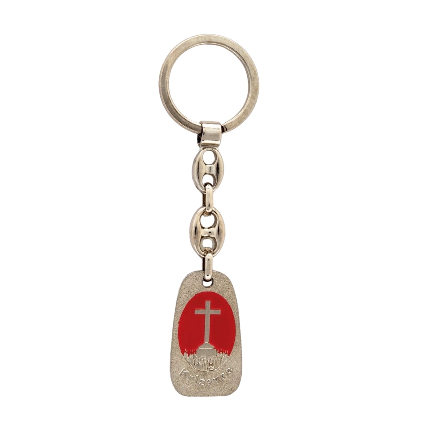 Portachiavi Medjugorje in metallo satinato 10,7 cm