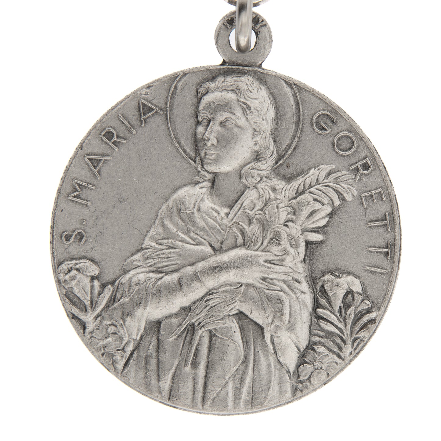 Portachiavi in metallo Santa Maria Goretti 10 cm