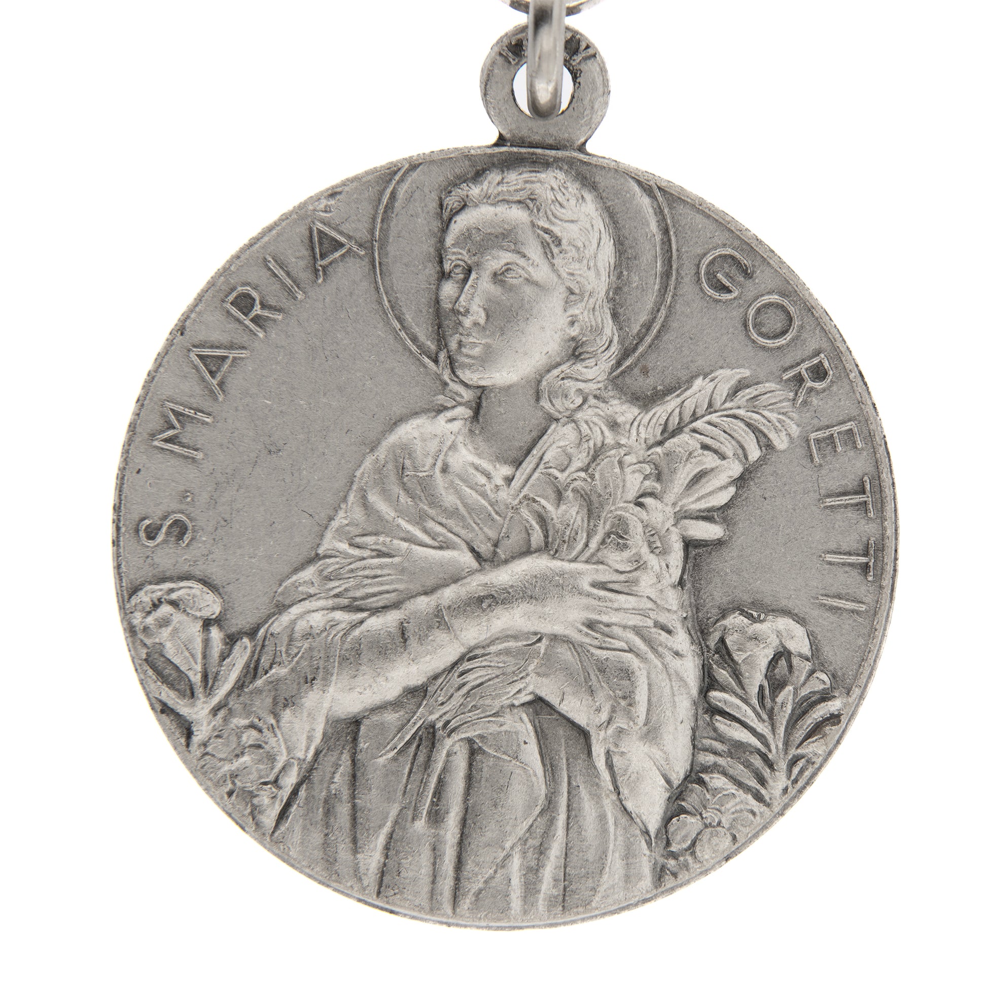 Portachiavi in metallo Santa Maria Goretti 10 cm