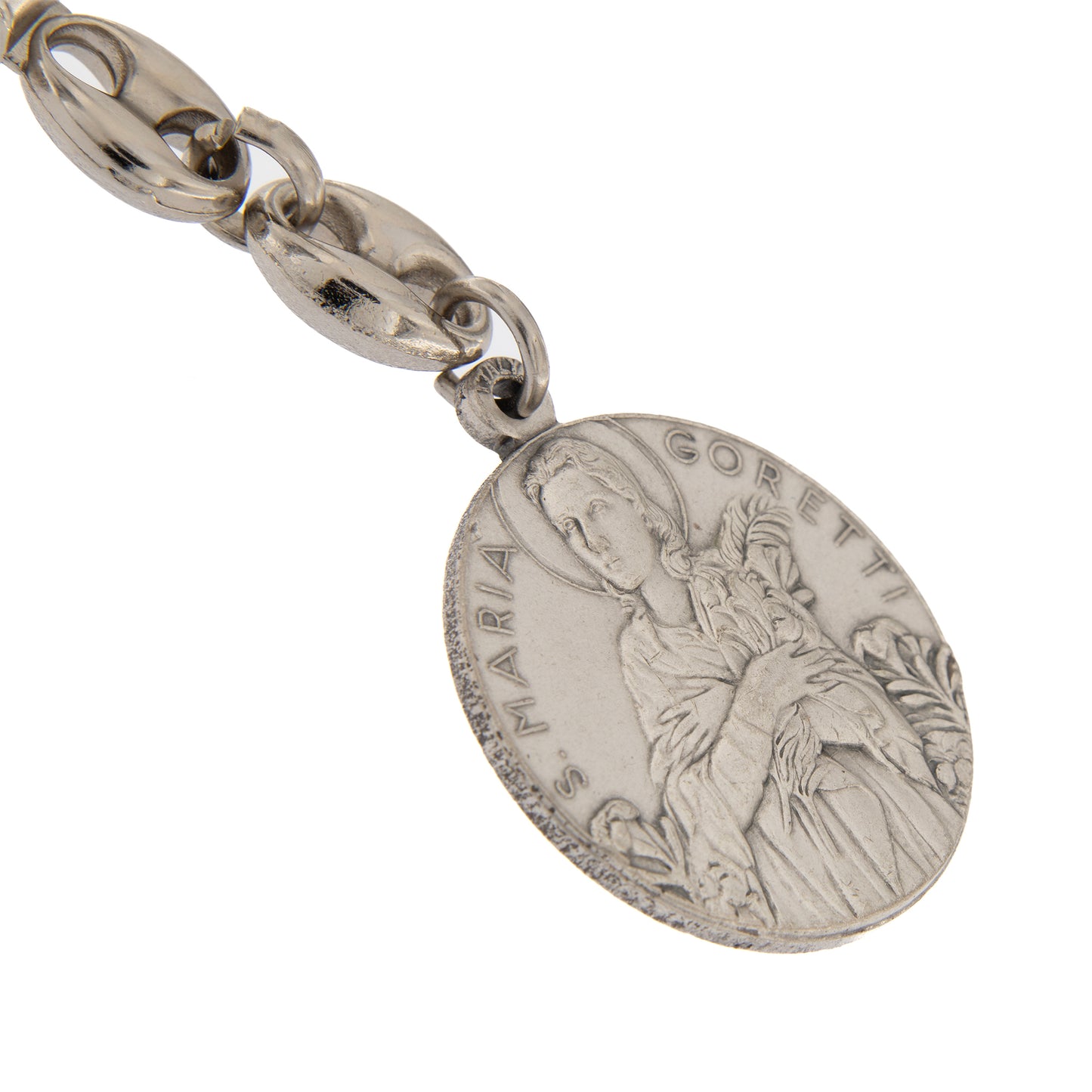 Portachiavi in metallo Santa Maria Goretti 10 cm