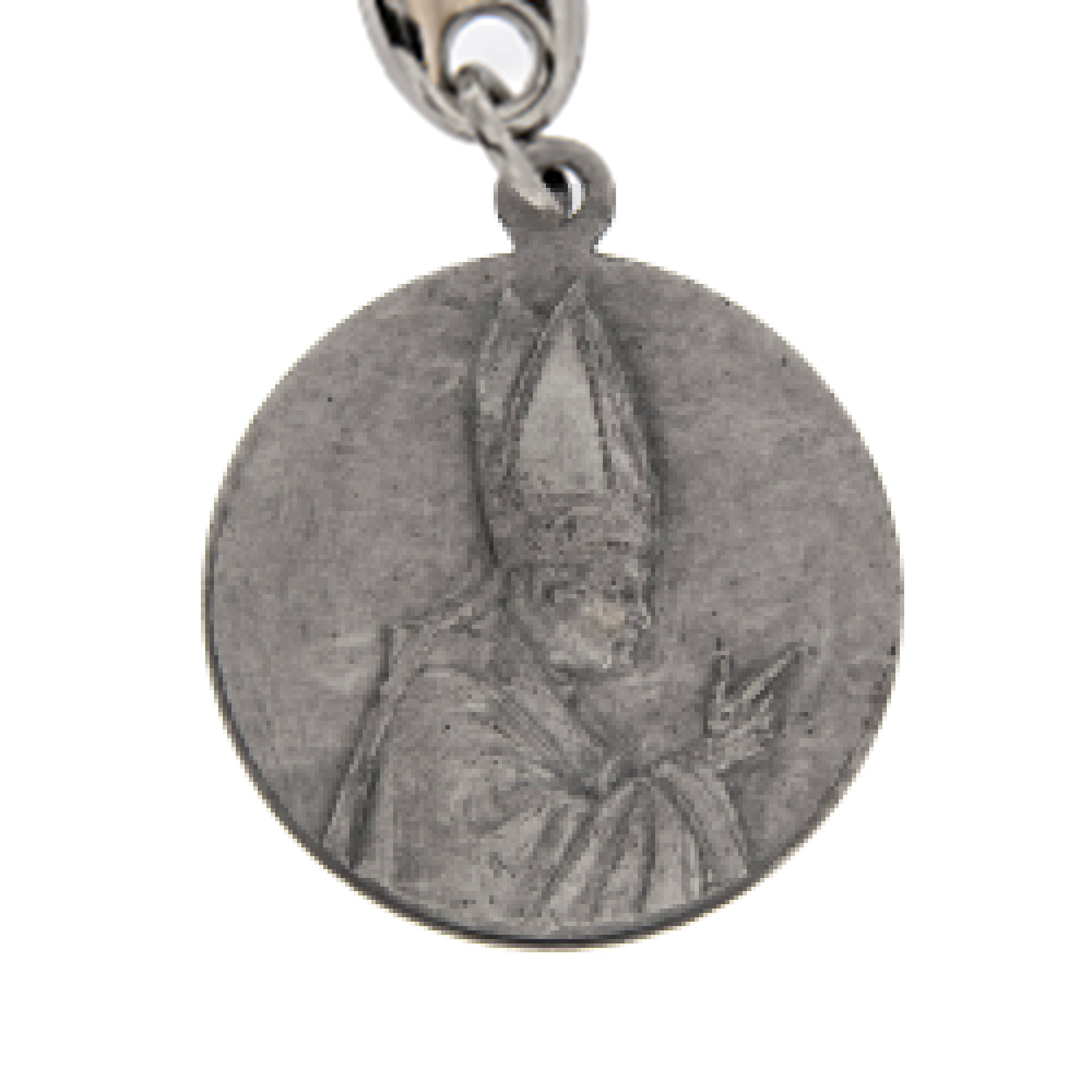 Portachiavi in metallo con madre Teresa su un lato  e San Giovanni Paolo II sull' altro 10 cm