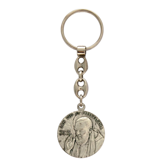 Portachiavi in metallo san Pio da Pietrelcina e san Giovanni Paolo II