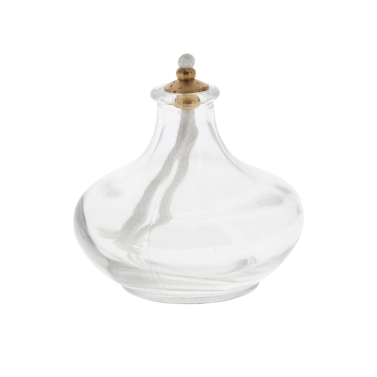 Lume a cera liquida, in vetro. Dimensioni 7x7 cm.