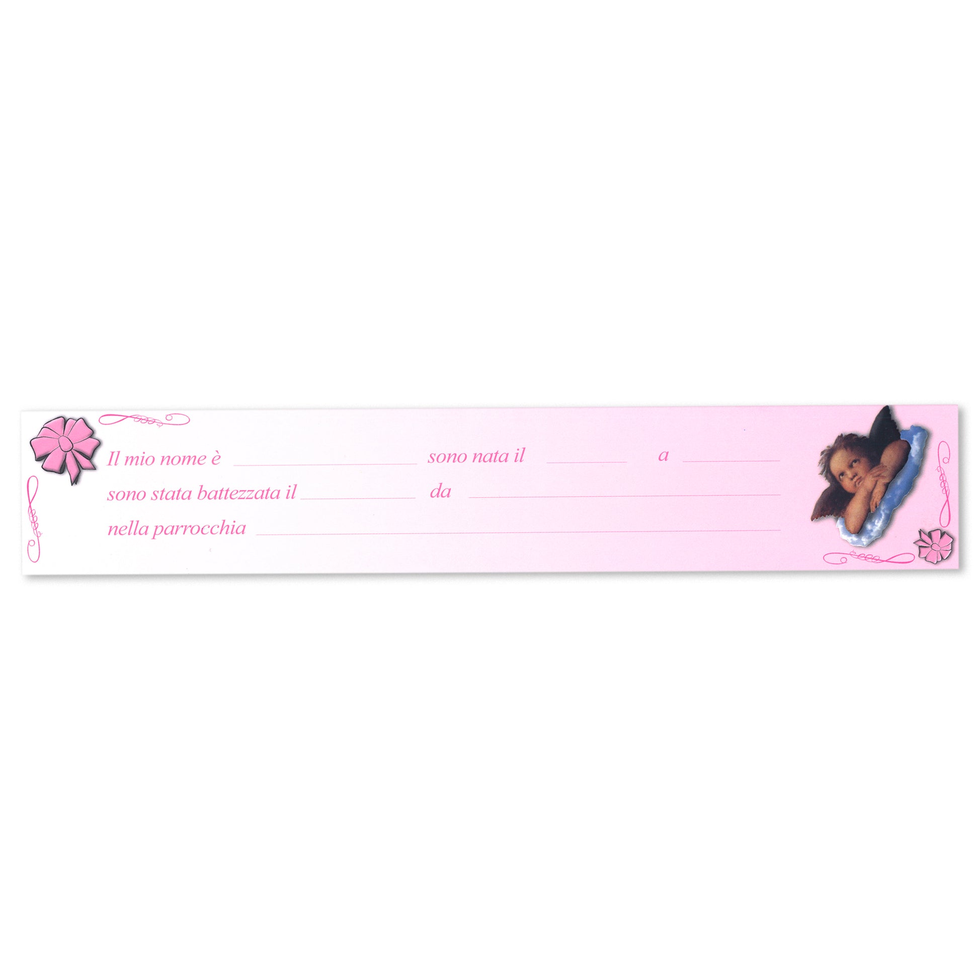 Candela rosa per Battesimo in astuccio con cartoncino
