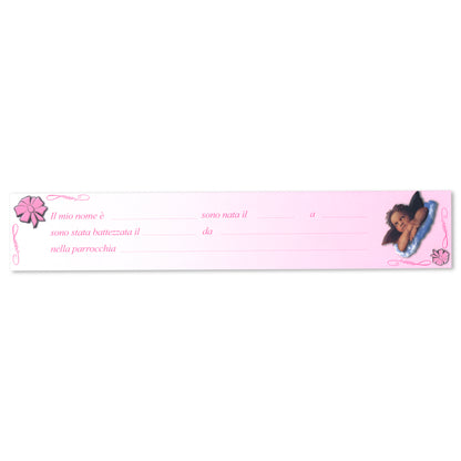 Candela rosa per Battesimo in astuccio con cartoncino