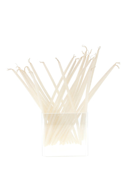 Astuccio 100 candelini non gocciolanti per Candelora e celebrazioni. H. 40 cm