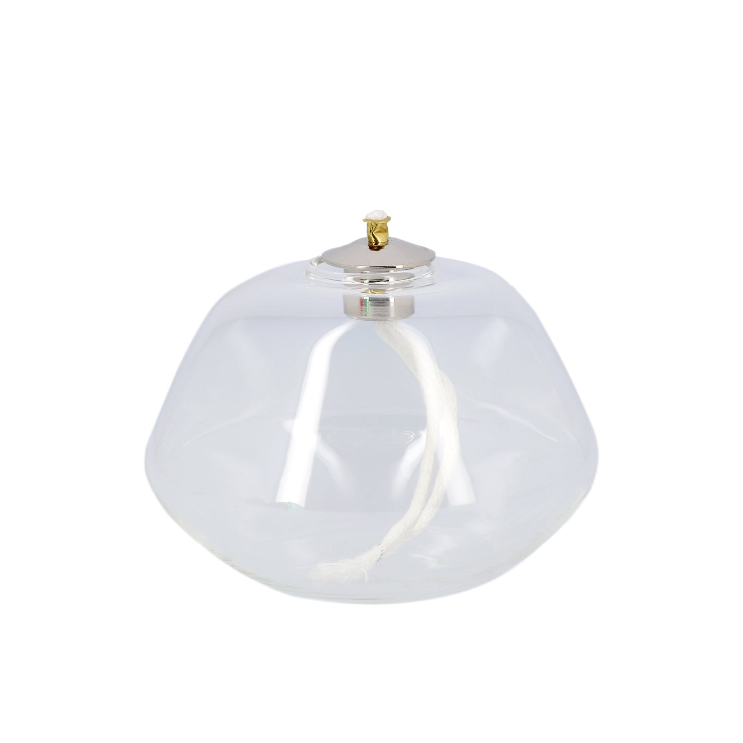 Lume in vetro soffiato per cera liquida. Dimensioni 10x7 cm