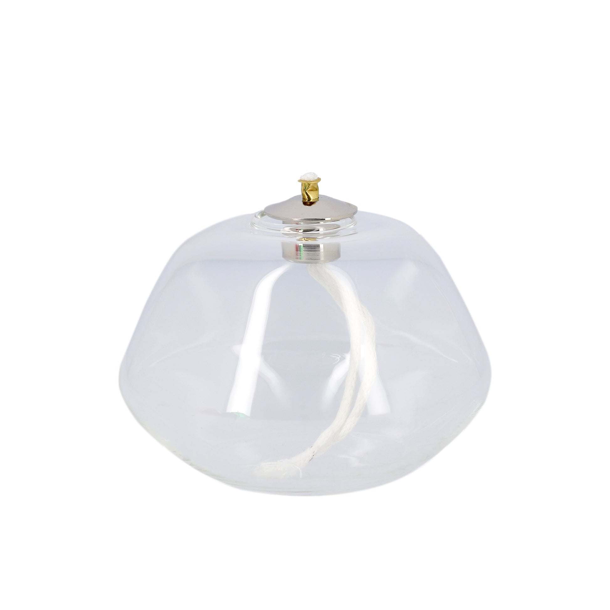 Lume in vetro soffiato per cera liquida. Dimensioni 10x7 cm