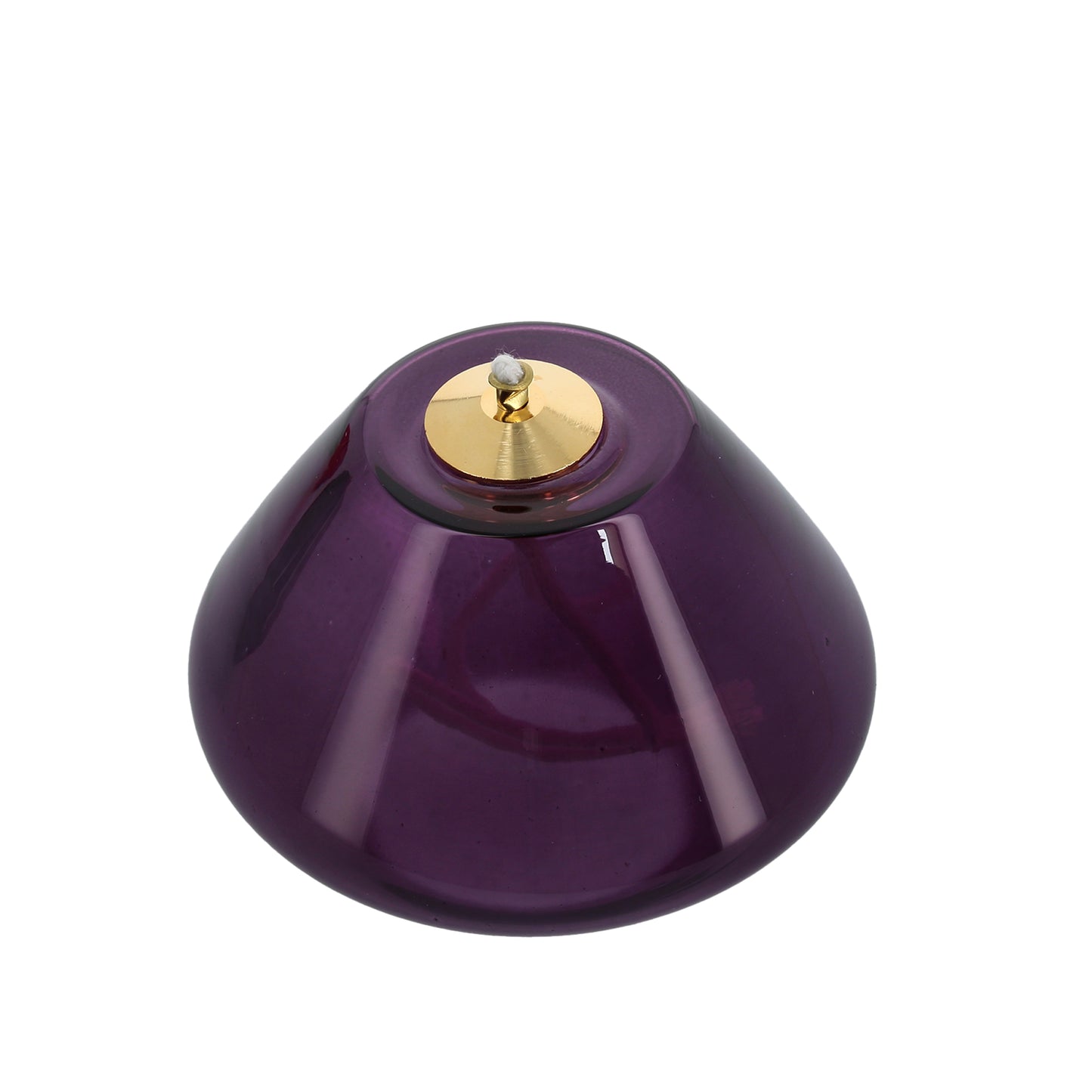 Lume in vetro soffiato per cera liquida. Dimensioni 10x7 cm