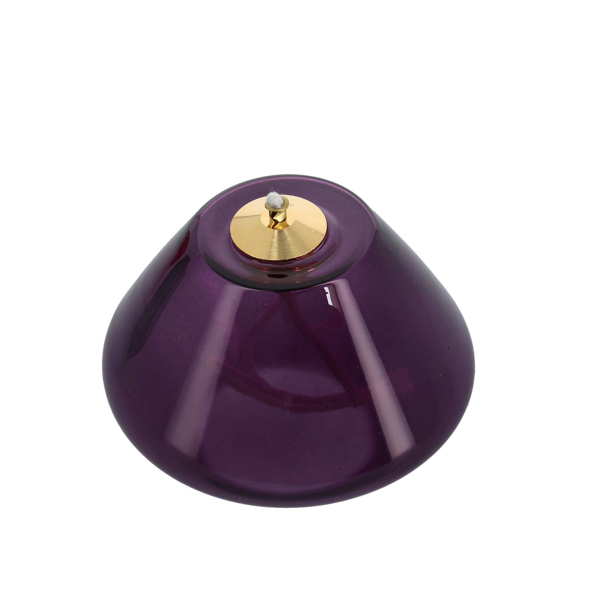 Lume in vetro soffiato per cera liquida. Dimensioni 10x7 cm