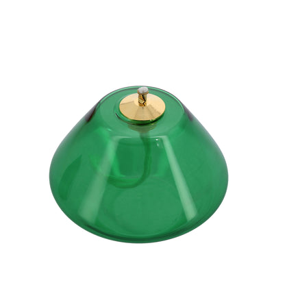 Lume in vetro soffiato per cera liquida. Dimensioni 10x7 cm