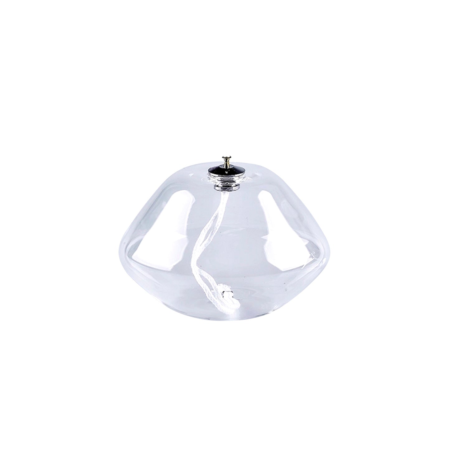 Lume in vetro soffiato per cera liquida. Dimensioni 10x7 cm