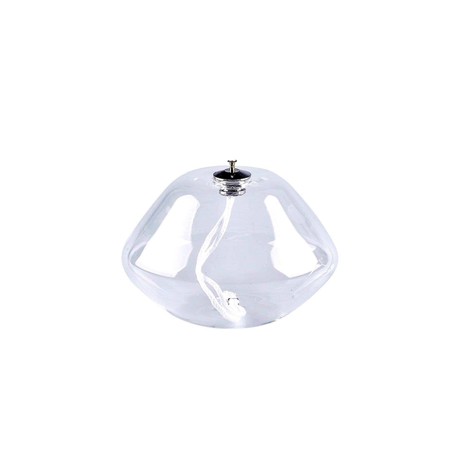 Lume in vetro soffiato per cera liquida. Dimensioni 10x7 cm