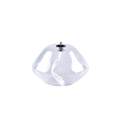 Lume in vetro soffiato per cera liquida. Dimensioni 10x7 cm