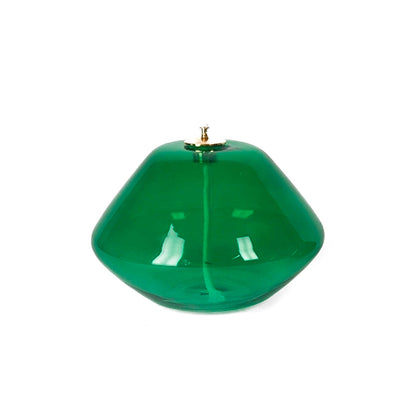 Lume in vetro soffiato per cera liquida. Dimensioni 10x7 cm