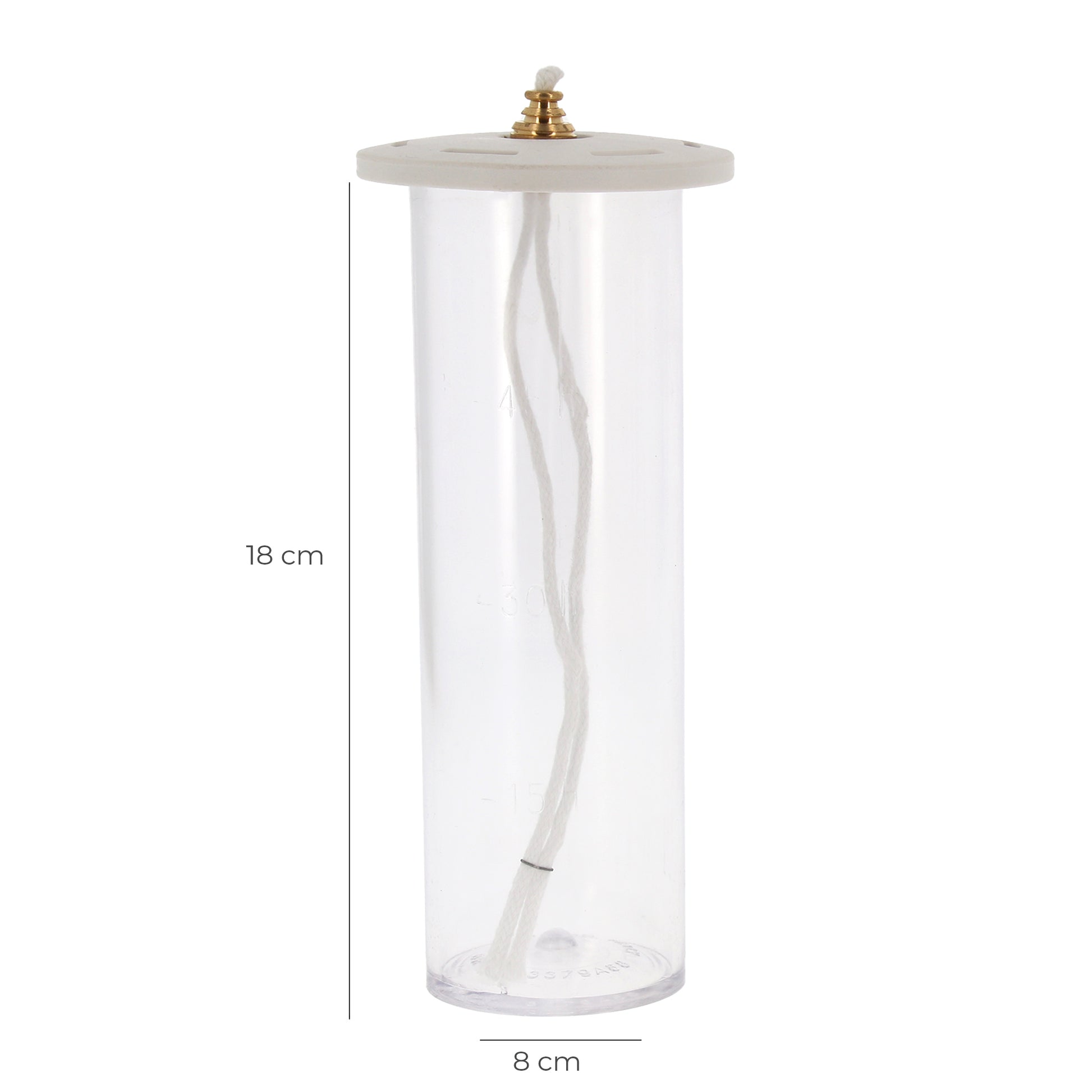 Ricambio cartuccia in plastica per candele a cera liquida di diametro 8 cm
