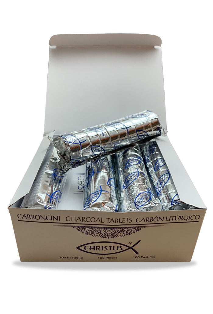 Confezione da 100 carboncini per incenso. Carboni diametro 40 mm durata di oltre 1 ora.
